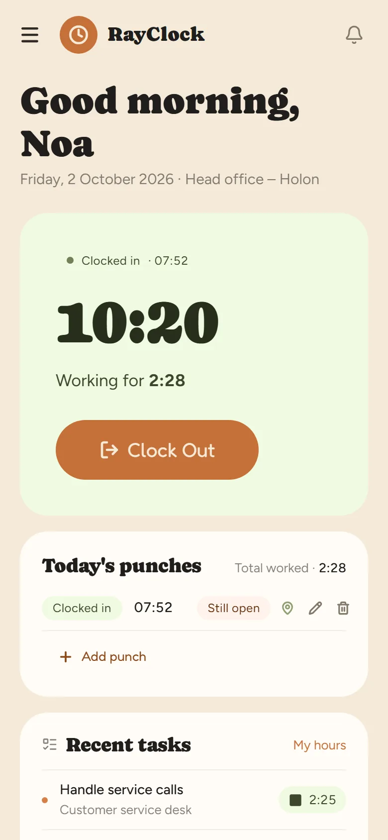 Clocking in from a phone